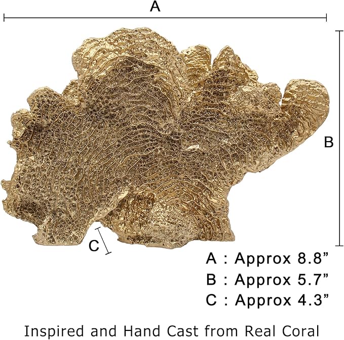 Gold Coral Statue Faux Coral Decor Resin Sea Coral Reef Statue Tabletop Decoration Coral Sculpture Home Decoration Coastal Beach Decorations for Home for Living Room