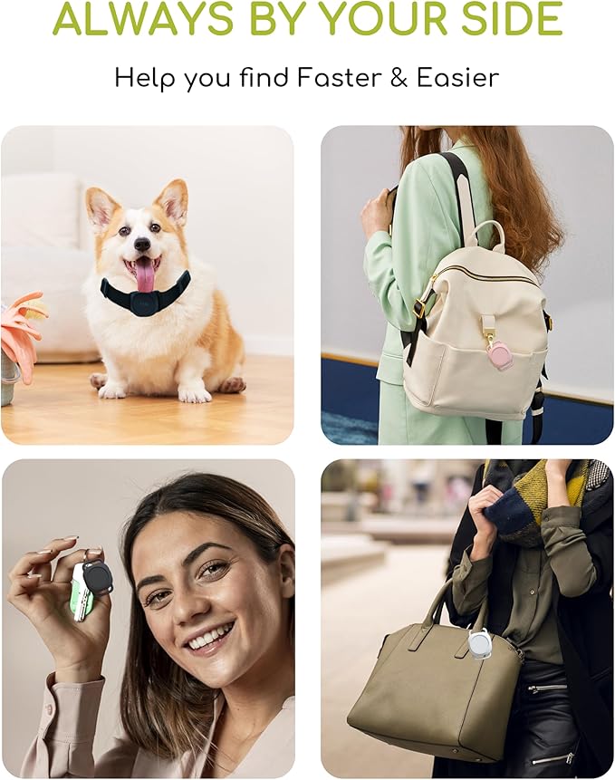 Dog Tracker, Smart Dog Collar with Real-time Pet Location, Cat Tracker Collar (iOS Only), No Monthly Fee & Long Battery Life, Works with Find My, Ideal for Dog/Cat (White)