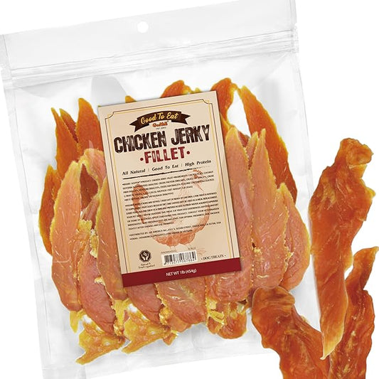 Gootoe Chicken Fillet Jerky Dog Treats 1 lb, All Natural, Grain-Free, High-Protein, Low Fat, Healthy & Easily Digestible