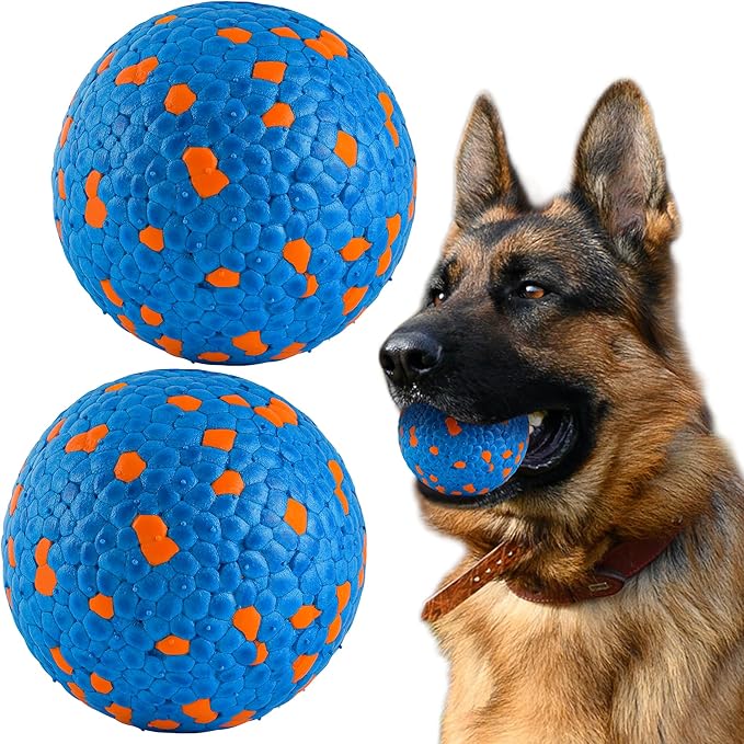 2Pcs Dog Balls, Tennis Balls for Dog Aggressive Chewers, for Large Medium Small Puppy, Training Catch&Fetch, Water Floats Toys, Blue