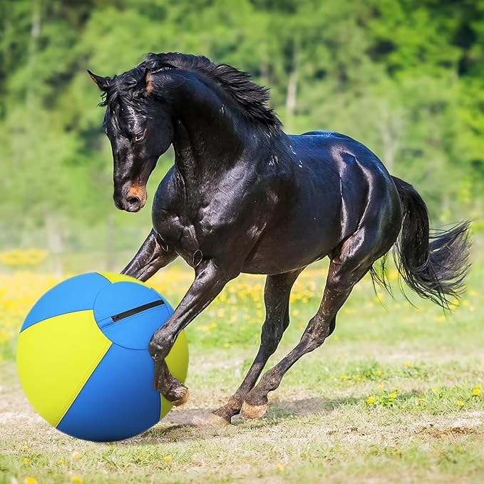Herding Ball for Dogs and Horses - 25" Jolly Ball for Dogs, Agility Training Equipment, Herding for Australian/German Shepherd, Improved Bite-Resistant, Reinforced Sewing Dog Toys - Blue&Yellow （New）