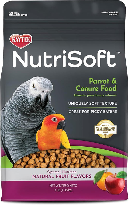 Kaytee Nutri Soft Pet Parrot & Conure Bird Food, 3 Pound