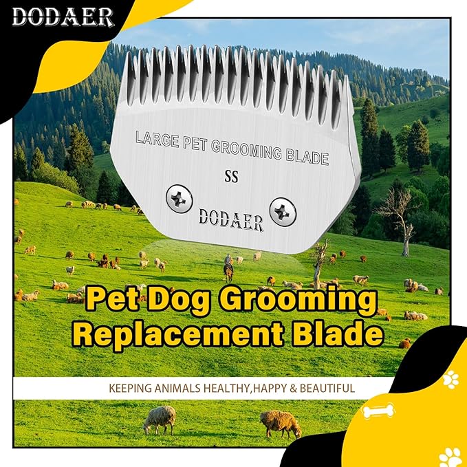 Large Detachable Pet Dog Grooming Steel Blade,Compatible with Andis Super Blending,Oster A5,Wahl KM10 Series Clippers for Large Dog,Horses,Sheep，Cut Length 1/50"