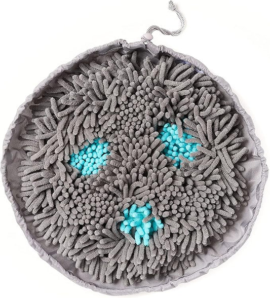 Pet Parents Forager Bowls, Slow Feeder Dog & Cat Bowls with SoftSnout™ & Non-Slip Backing, Portable Pet Puzzle Toys & Snuffle Mats, 30 oz, Modern Grey (Meadow Ponds)