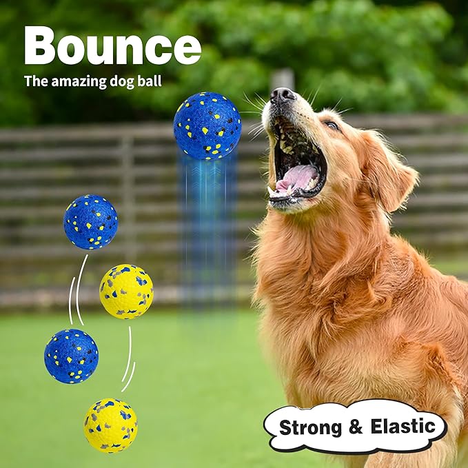 Dog Balls Tennis Ball Toys 2 Pack Dog Toys for Aggressive Chewers Indestructible Durable Teething Chew Bouncy Safe Balls Dogs Floating for Water Toy Fetch Pet Ball for Large Medium Dogs(Blue+Yellow)