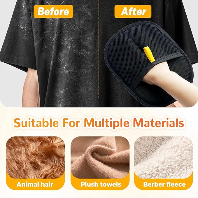 Electrostatic Pets Hair Remover Mitt – Hair Removal Glove to Remove Cat Hair & Dog Fur – Reusable Pet Hair Removal Mitt for Furniture, Couch, Carpet Peonly Hand Fur Remover Tool (1)