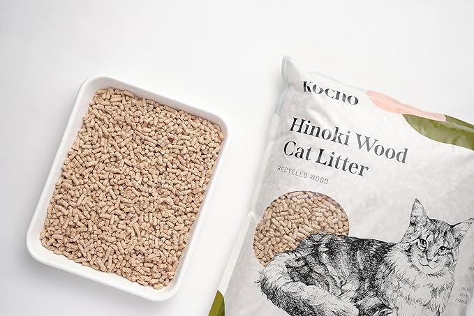 KOCHO Hinoki Wood Cat Litter, Upcycled, Ultra Lightweight, Natural Aroma of Hinoki Japanese Cypress, Gentle Clumping, Dust-Free