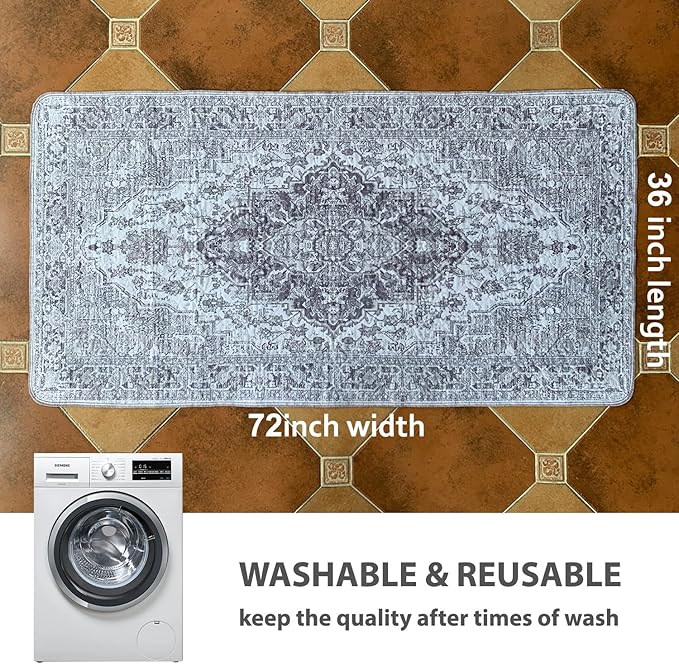 nunubaby Washable Pee Pads for Dogs, Stylish, Non-Slip and Leak-Proof Pee Pads. Reusable Potty Pads for Dogs for Crates and Floors.(Gray/Geo, 36" x72")