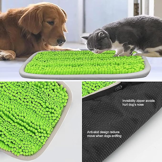 Bakumon Snuffle Mat for Dogs 21x16Inch Interactive Sniff Mats for Large Medium Small Breed Dog Pet,Snuffle Bowl Mat Nosework Training Foraging Pad Feed Game Stress Relief (Green)