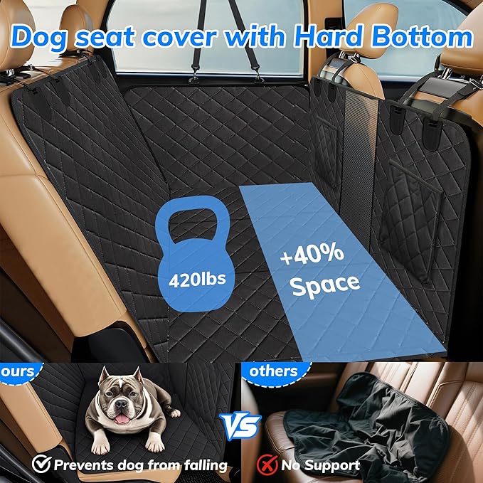 Dog Car Seat Cover, Back Seat Cover for Dogs-Supports 400lb, Waterproof Dog Cars Seat Cover-Back Seat Pet Cover for Car SUV & Trucks, Pet Hammock for Car- Seat Cover for Dogs (2 Pack Black)