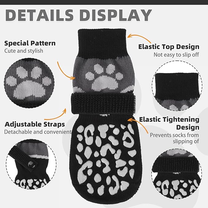 KOOLTAIL Dog Socks for Hot/Cold Pavement to Prevent Licking Paws Scratching,Anti Slip Pet Boots&Paw Protector for Hardwood Floors,Traction Control Grip Booties for Small Medium Large Senior Dogs M