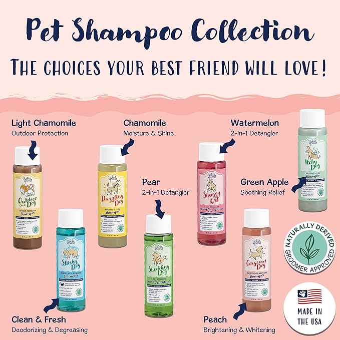 Bobbi Panter Dog Shampoo - Made in USA - All Natural Formula for Whitening All Coats, Enhances Shine & Moiturizes - Concentrated 20:1 for Professional Groomers - Peach Scent, 13 Oz