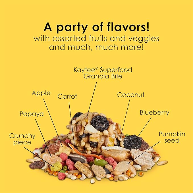 Kaytee Fiesta Cockatiel Food, Nutritious and Fun Blend, Supports Skin, Feather, Digestion, Brain and Heart Health, 4.5 pounds