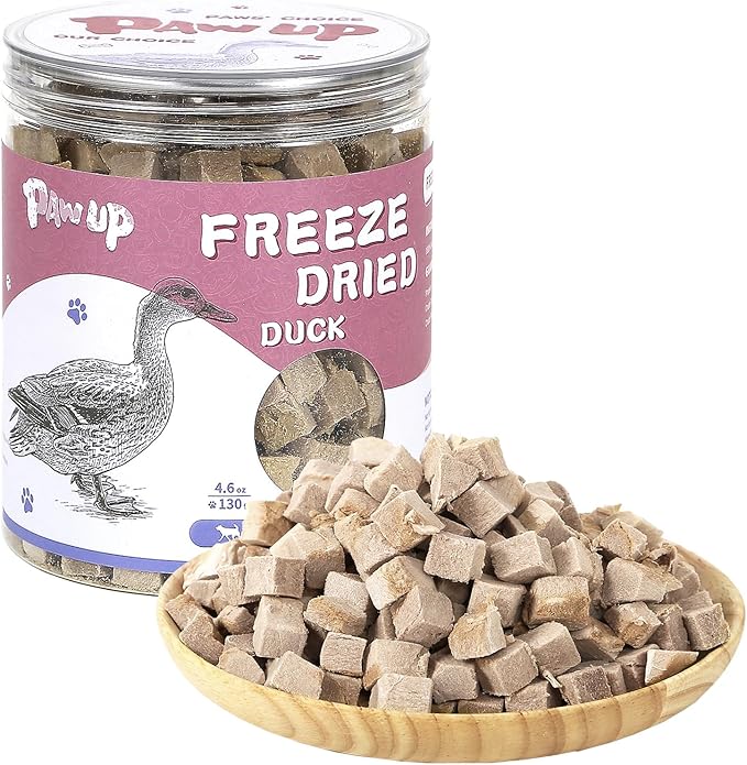 Freeze Dried Duck Treats for Cats Dogs, Rawhide Free Freeze-Dried Raw Food Topper, High Protein, Gluten&Grain Free, 4.6oz