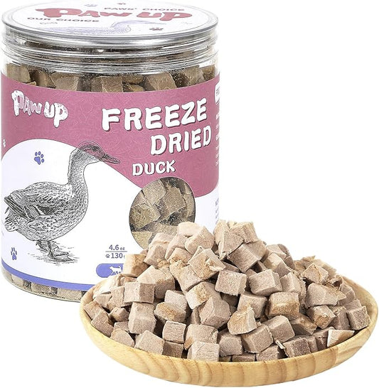 Freeze Dried Duck Treats for Cats Dogs, Rawhide Free Freeze-Dried Raw Food Topper, High Protein, Gluten&Grain Free, 4.6oz
