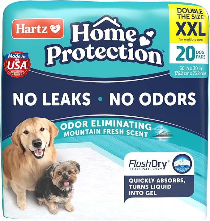 Hartz Home Protection Mountain Fresh Scented USA Made Dog Pads, XXL 20 Count, Super Absorbent & Won't Leak, Odor Eliminating
