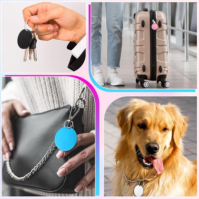 Konohan 5 Packs Portable GPS Tracking Mobile Tracking Anti Loss Smart Device Key Finder Locator GPS Finders Tracker Device for Pets Dog Cat Wallet Keychain Luggage, Alarm Reminder(Cute)