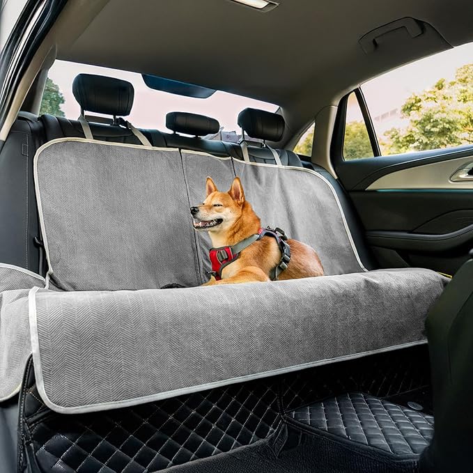 FUNNY FUZZY Dog Car Seat Cover for Back Seat, Waterproof, Scratchproof Car Seat Protector for Dogs Nonslip, Dog Back Seat Covers for Cars, Trucks and SUVs, Back Seat(18.1''W x 53''L×22" H)