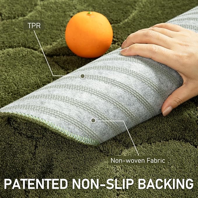 Large Dog Door Mat for Muddy Paws, 22x47 Absorbent Dirt Trapper Long Door Mat, Non-Slip Washable Mud Mat for Dogs, Polyester Microfiber Soft Pet Rug for Entryway, Mud Dog Paws, Patio (Olive Green)