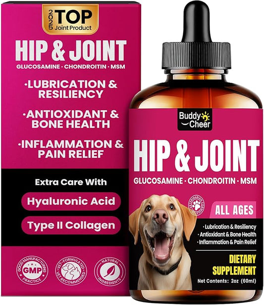 Glucosamine for Dogs, Liquid Hip and Joint Supplement, Chondroitin Drops for Dogs, Joint Drops for Dog, Dog Supplement for Mobility Pain Relief - 60ml