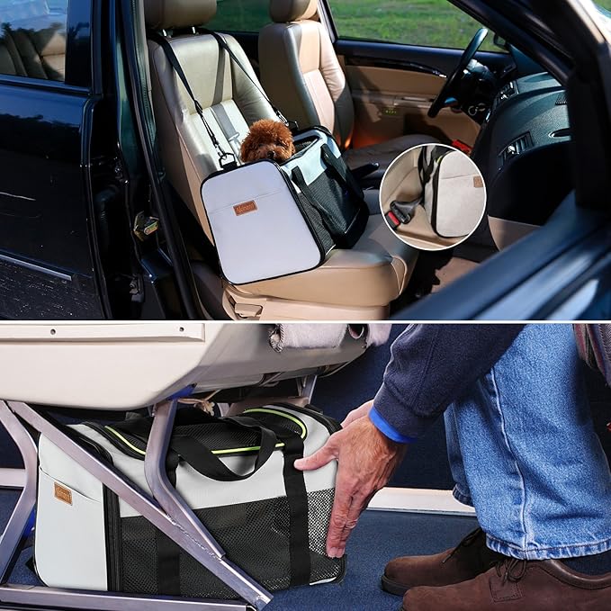 Cat Carrier - Portable Foldable Dog Pet Carrier, Soft-Sided Pet Bag up to 15 Lbs, Airline Approved Travel Puppy Carrier