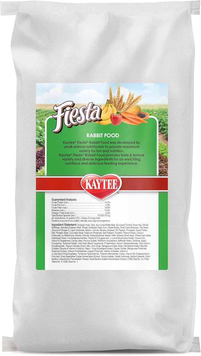 Kaytee Fiesta Rabbit Food, Nutritious and Fun Blend, Supports Dental Health and Digestion, 20 pounds