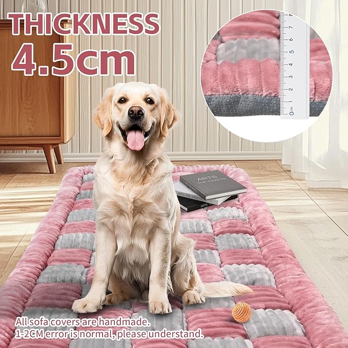 CLKHOWL Dog Car Seat Cover for Back Seat, Dog Bed for Car, Non-Slip Travel Pet Mat, Fit for Backseat Extenders and Seat Protectors (Pink, 25.6x54 inch)