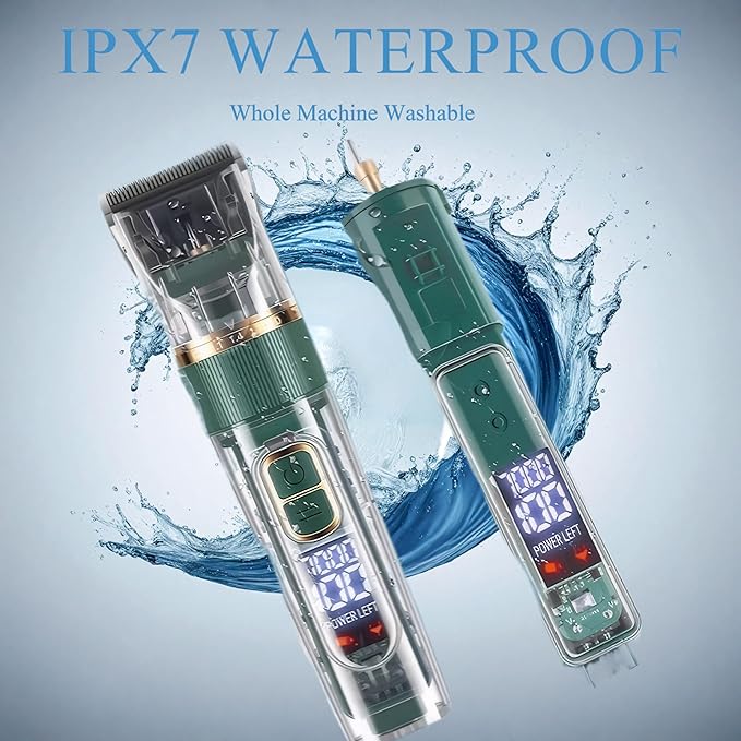 FOREGEMATE Pet Clippers and Trimmers Set, Electric Hair Trimmer, Silent, Waterproof, Cordless, Professional Hair Shears, Remover, Scissors, Supplies, Pet Grooming Kit with Clipper Guards for Dog/Cat