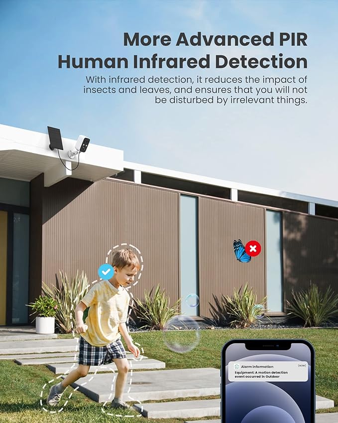 FOAOOD Security Cameras Wireless Outdoor with Solar Panel Cameras for Home Security, Home Camera with Color Night Vision, PIR Human Detection, 2-Way Talk, IP66 Waterproof (2Packs-White)