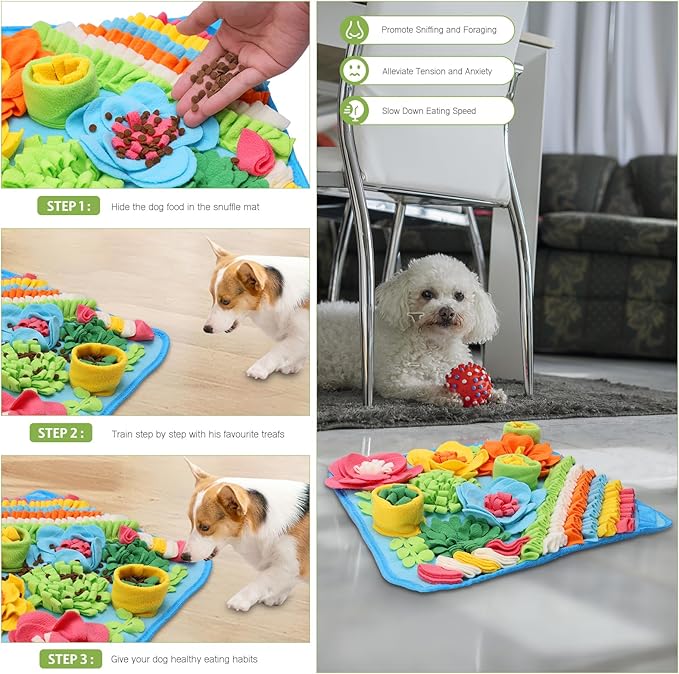 KeeKit Snuffle Mat for Dogs, Pet Snuffle Mat for Small and Medium Breed Dogs, Sniff Mat Slow Feeding Mat Encourages Natural Foraging Skills, Foraging Mat for Small Dogs Cats
