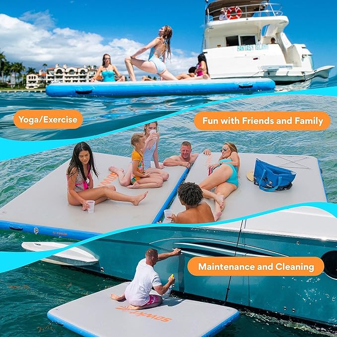 Inflatable Floating Dock for Lakes - (6' x 8’ and Dog Dock) - Large Floating Platform Lake Mat - Dog Water Ramp - Deck Floating Pad for Boats