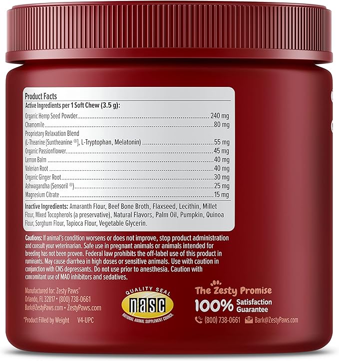 Zesty Paws Calming Chews for Dogs - for Everyday Stress, Relaxation, Composure, and Separation