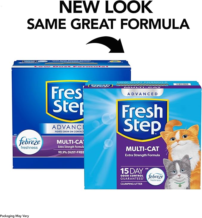 Fresh Step Advanced Multi Cat Clumping Litter with Febreze Freshness, Fresh Step Clumping Cat Litter Extra Strength Formula, 37 lbs. (2 x 18.5 lb. Box)