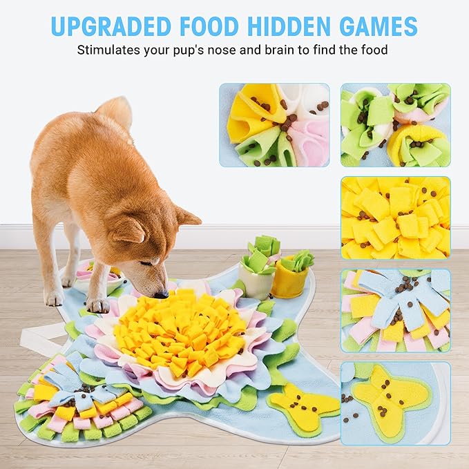 Snuffle Mat for Dogs Interactive Sniff Mat Slow Feeding and Keep Busy Snuffle Toys for Foraging Skill Development Anxiety Relief and Mental Stimulation, Machine Washable