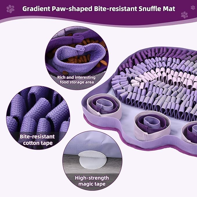 Snuffle Mat for Dogs - Interactive Sniff Mat & Slow Feeder for Dog Training, Stress Relief & Natural Foraging - Non-Slip, Portable, Durable - Purple