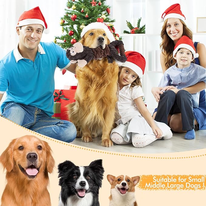 Plush Dog Toy with Crinkle Paper, Tug of War Pull Interactive Toys for Puppies to Large Dogs