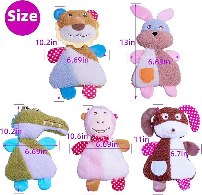 Big 5 Pack Dog Squeaky Toy for Keep Them Busy,Multipack Stuffed Crinkle Puppy Dog Toys Bundle,Chewing Dog Toys for Teething,Suitable for Small,Medium,and Large Dogs Breed