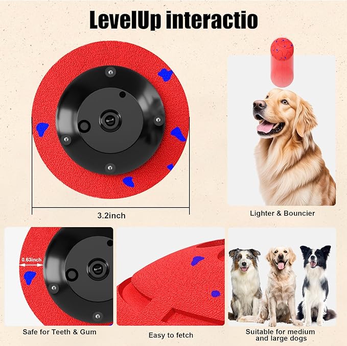 Interactive Dog Ball, Smart Dog Toy for Medium and Large Dogs, Automatic Moving, Rotating & Bouncing, E-TPU Material, IP54 Waterproof, Motion-Activated Dog Stimulation Toy to Keep Them Busy