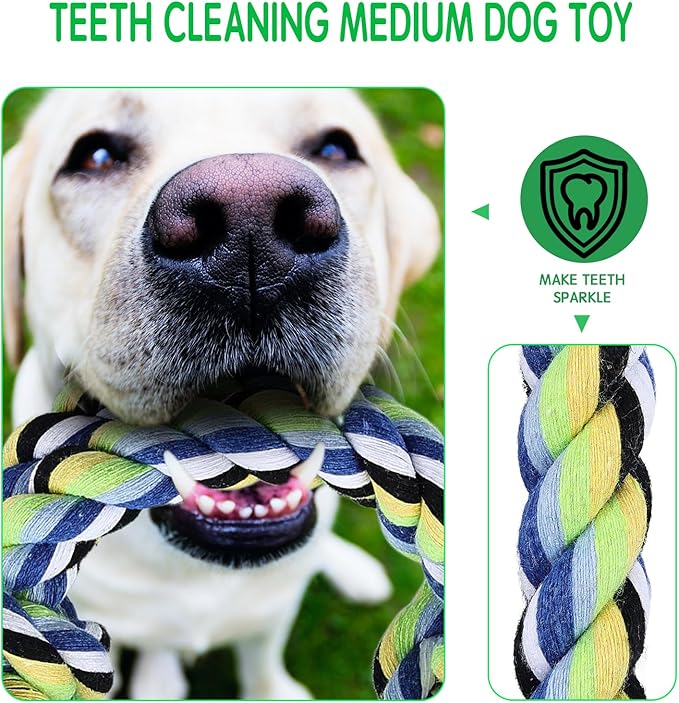 15pc Heavy Duty Dog Rope Toys Tough Tug of War Dog Toys, 100% Cotton Tug Toy for Boredom for Large/Medium/Small Dogs for Chewing, Playing, Teething, Teeth Cleaning, Tossing and Catching.
