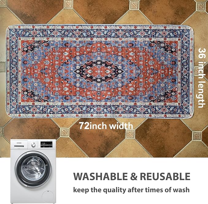 nunubaby Washable Pee Pads for Dogs, Stylish, Non-Slip and Leak-Proof Pee Pads. Reusable Potty Pads for Dogs for Crates and Floors.(Red/Multi, 36" x72")