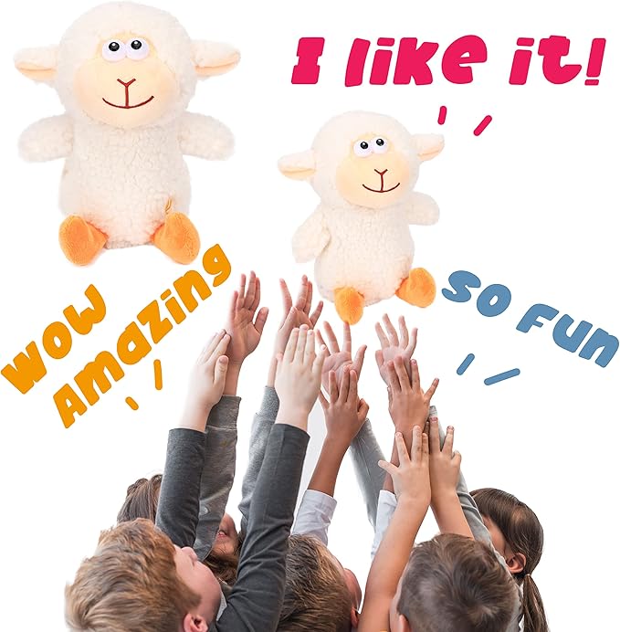 Hopearl Talking Lamb Repeats What You Say Sheep Nodding Electric Interactive Animated Toy Speaking Plush Buddy Gift for Toddlers, White, 7.5''