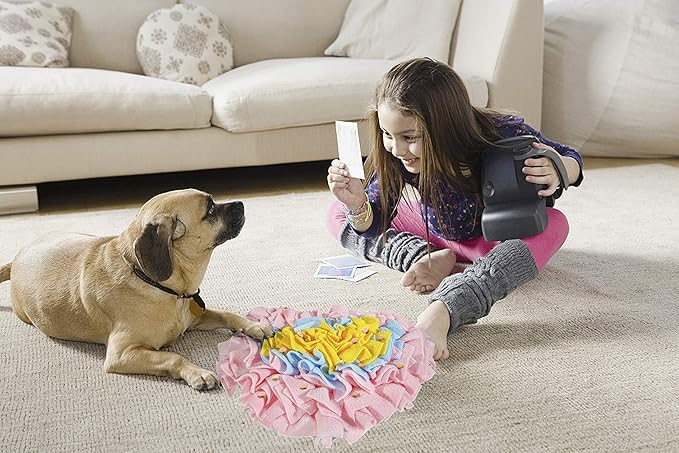 GoFika Small Dogs Slow Feeding Snuffle Foraging Mat Cloth for Puppies and Pets (14" x 11.8") Interactive Puzzle Feeder for Stimulation and Nosework (Pink)