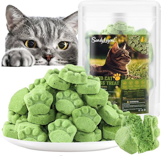 Freezed Drying Cat Grass Treats, Cat Grass Teething Sticks Cats Snacks for Hairball Removal and Dental Care