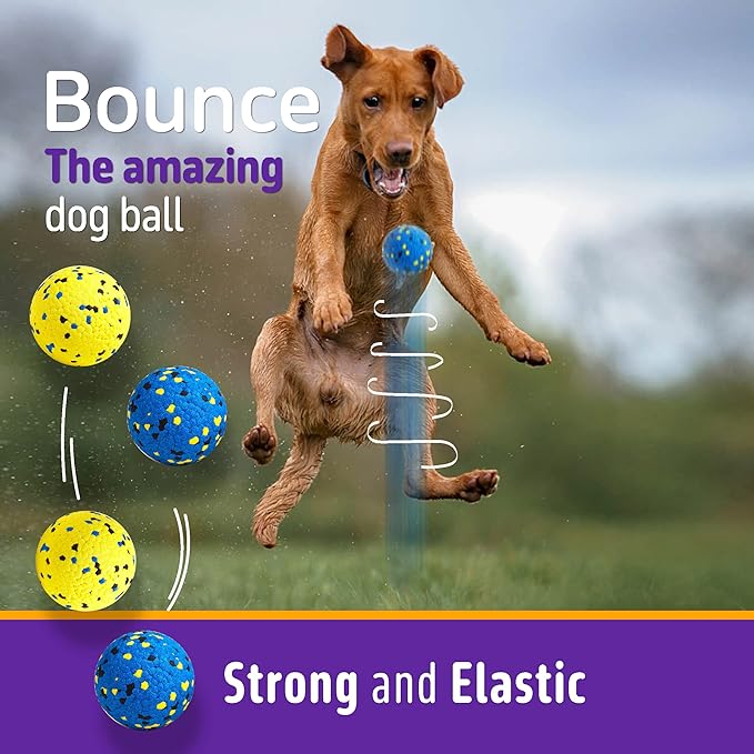 Dog Balls Tennis Ball Toys Dog Toys for Aggressive Chewers Durable Teething Chew Toys Water Toy Fetch Ball for Large Medium Small Dog and Puppies (4 Balls)