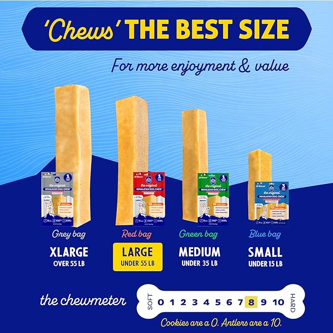 Himalayan Chew Original Yak Cheese Chew, Peanut Butter, 1 Large Stick, 3.3 oz, Gluten Free, Healthy Treats, Grain & Lactose Free 100% Natural, Long Lasting Chews for s Under 55 lbs