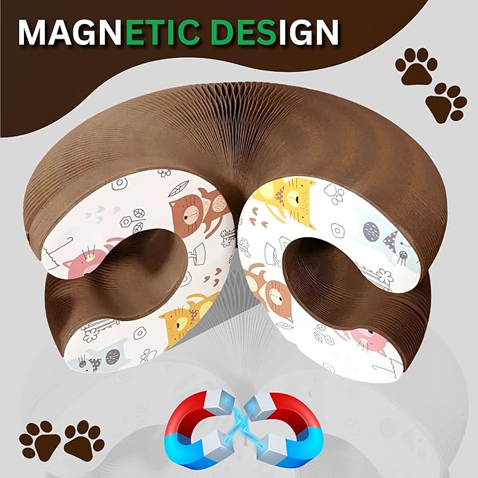 Greenwich Kitty Kurlz Reversible Infinity Cat Toy – Durable Magic Organ Made from Recycled Corrugated Cardboard | Eco-Friendly, Long-Lasting Scratcher & Cat Treat Puzzle Play Toy for Cats (Pack of 3)