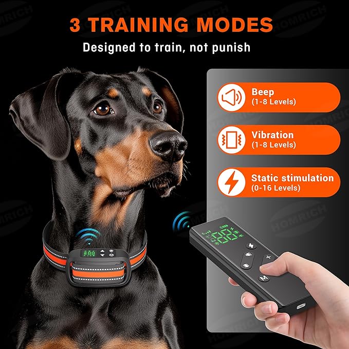 Homrich 2 in 1 GPS Wireless Dog Fence and Training Collar, IPX7 Waterproof Pet Containment and Behavior Training Fence Dog Collar for Medium to Large Dogs (Upgraded M10 Chip)