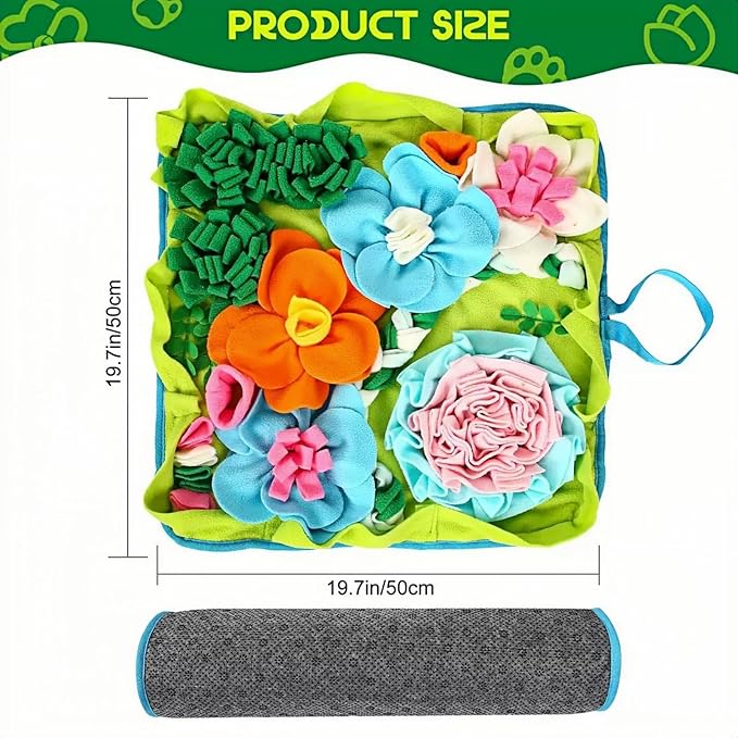 Snuffle Mat for Dogs, Slow Feeding Game Interactive Puzzle Dog Food Mat,Encourage Natural Foraging Skill-Dog Snuffle Mat 19.7''x19.7''Easy to Clean, Durable