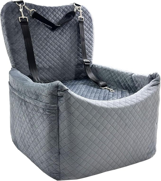 Small Medium Dog Car Seat Memory Foam Sponge Booster for Medium Dogs Under 35 lbs Ensure Comfort with Thick Cushion Detachable Washable Dog Bed Pet Car Seat with Storage Pockets for Toys Food