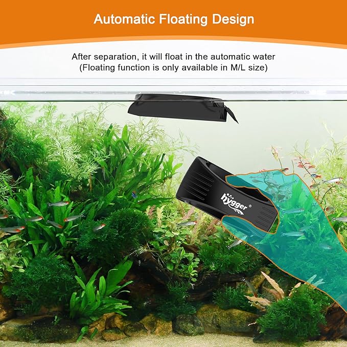 hygger Aquarium Strong Magnetic Glass Cleaner, Professional Fish Tank Algae Magnet Cleaning Tool with Scraper for 0.2-0.24 Inch Thick Glass Freshwater and Saltwater Tank, M